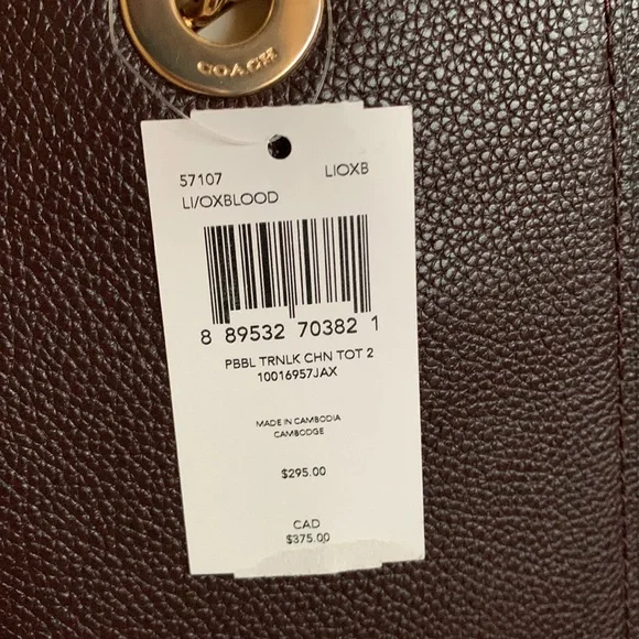 💕🎉HP🎉💕 LAST ONE - NWT COACH Burgundy Pebbled Leather Shoulder Bag - Picture 3 of 5